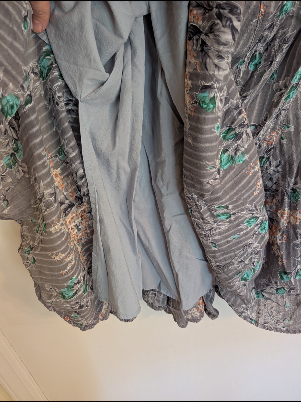 Free People Gray Floral Smocked Strapless Dress with Teal & Peach Accents - Picture 5 of 5